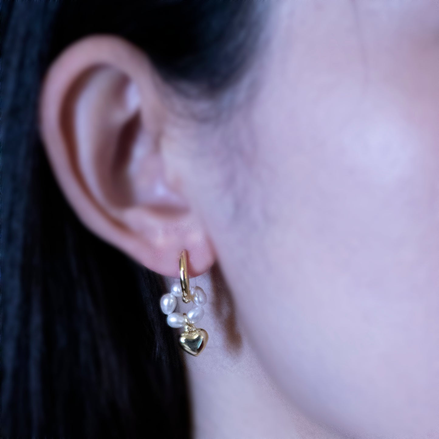 Amore, Heart Pendant Charm Drop Earrings Gold Plated