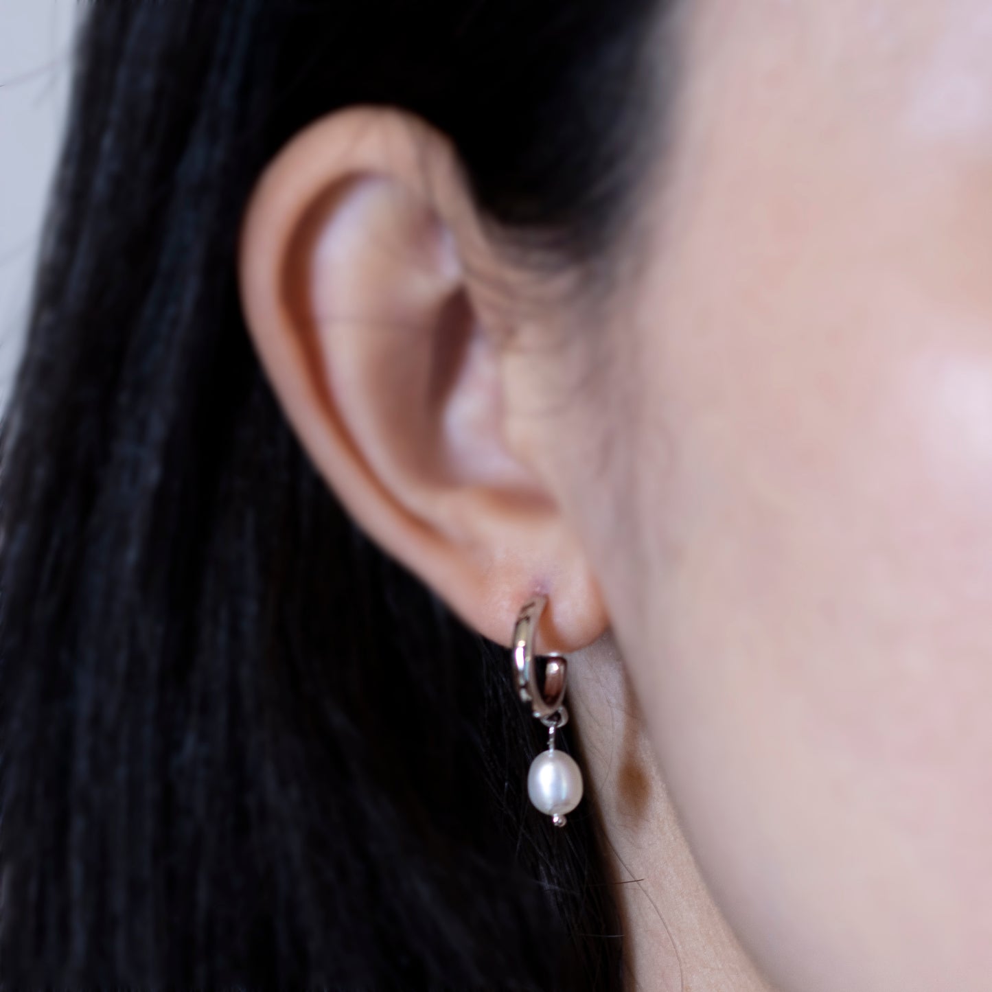 Andrina, Keshi Pearl Drop Earrings Silver