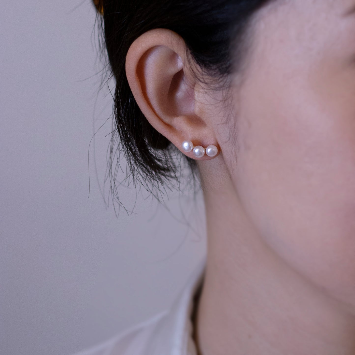 Ariel, Triple Pearl Stud Earrings