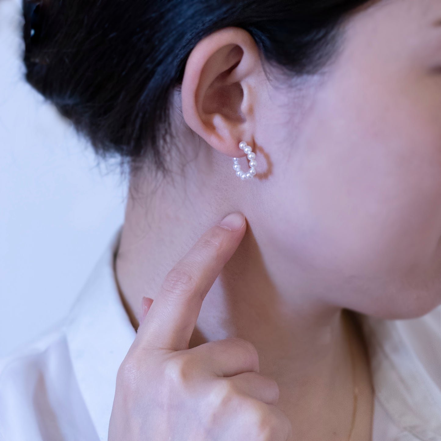 Melody, baby pearl hoop earrings